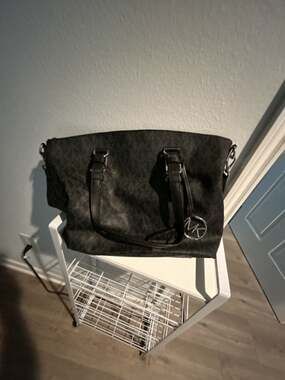 Michael Kors Large Bedford Signature Logo Tote Bag Black/Gray